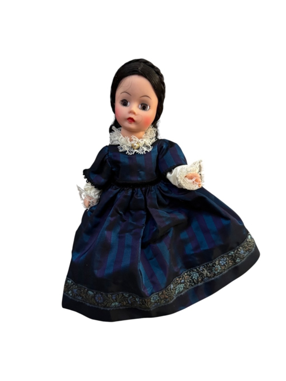 Madame Alexander Marmee Doll 9 Inch Little Women Blue Striped Dress Hard Plastic